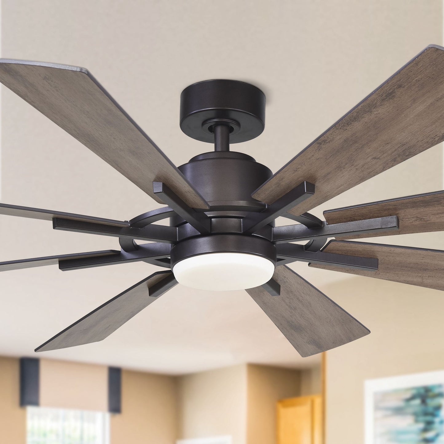 60" Farmhouse Ceiling Fan with Light & Remote – 8-Blade, Quiet DC Motor, Indoor/Outdoor