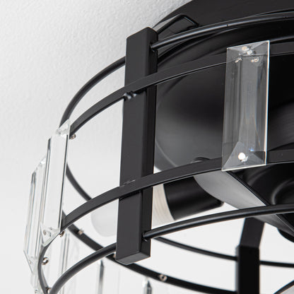 13" 3-Light 3-Blade Modern Crystal Ceiling Fan with Light