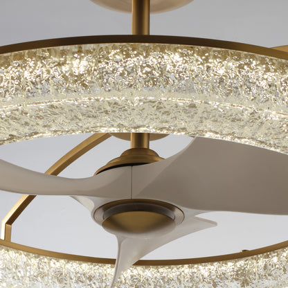 33" Perimost Gold Crystal LED Ceiling Fan