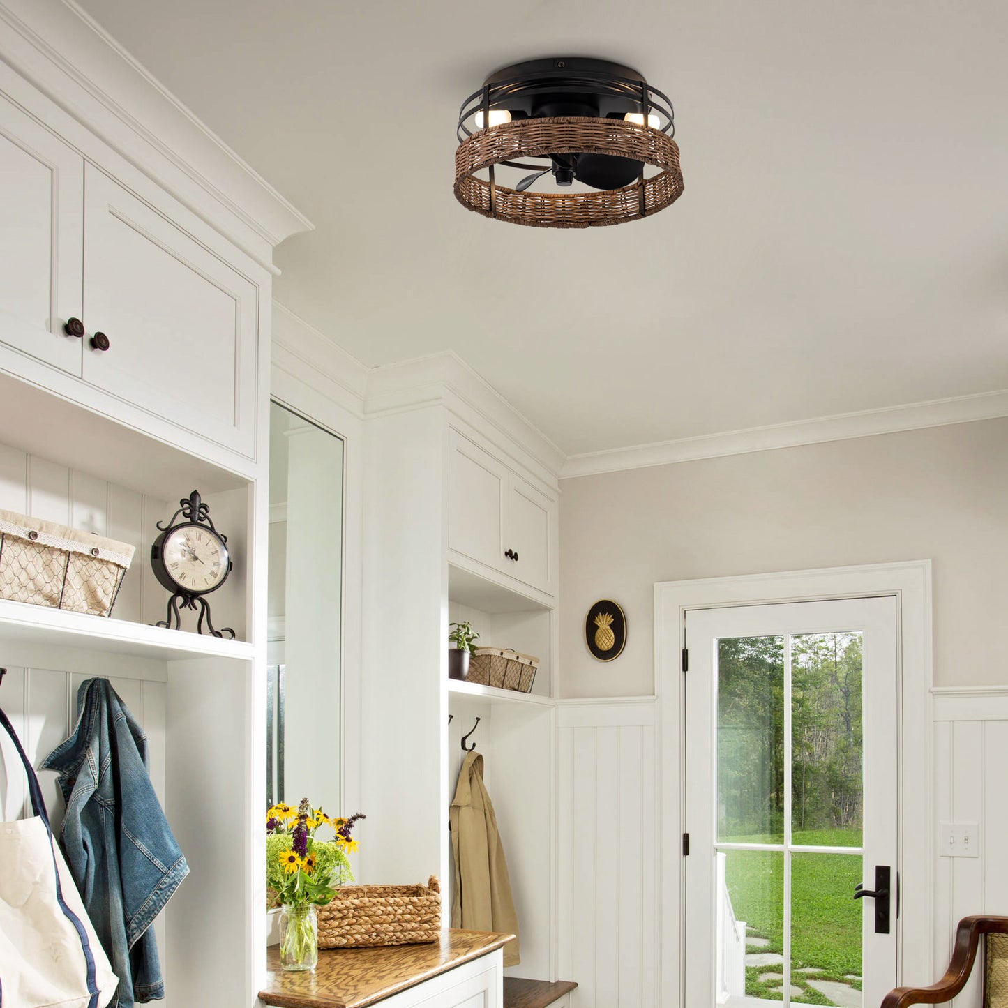 13" 3-Light 3-Blade Rustic Farmhouse Ceiling Fan with Light