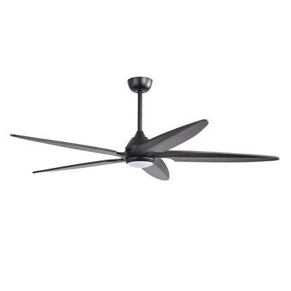 64" Matte Black Ceiling Fan with LED Light and Remote – Modern Large Room Fan