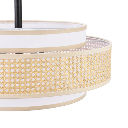 Modern Chandelier Black 24" 5-Light Woven Rattan Shade