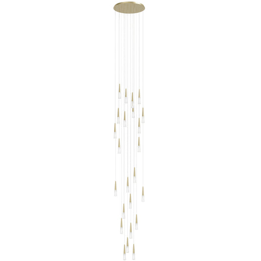 Encino 25-Light Crystal and Brushed Brass Pendant Light