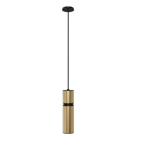 Cicada 1-Light Smooth Brass With Black Pendant Light