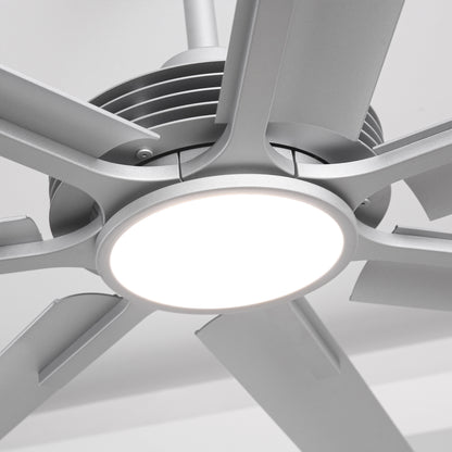 Ceiling Fan Industrial 100" Modern Silver 7-Blade LED Light