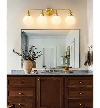 Irvine Gold Modern Frosted Glass 4-Light Vanity Light