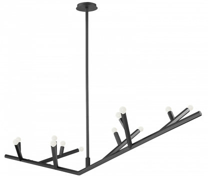 The Oaks Matte Black Linear 12-Light Branch Chandelier