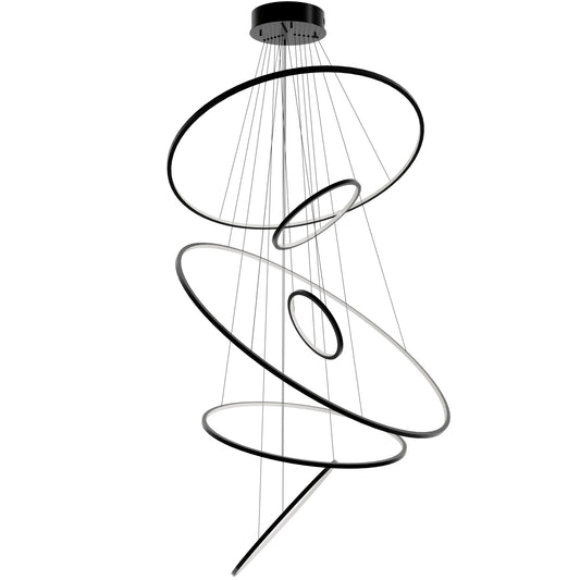 Aria 6-Ring Modern Black LED Pendant Light