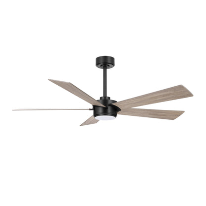 64" Black & Wood Ceiling Fan with Light & Remote – Modern 6-Speed, Quiet DC Motor