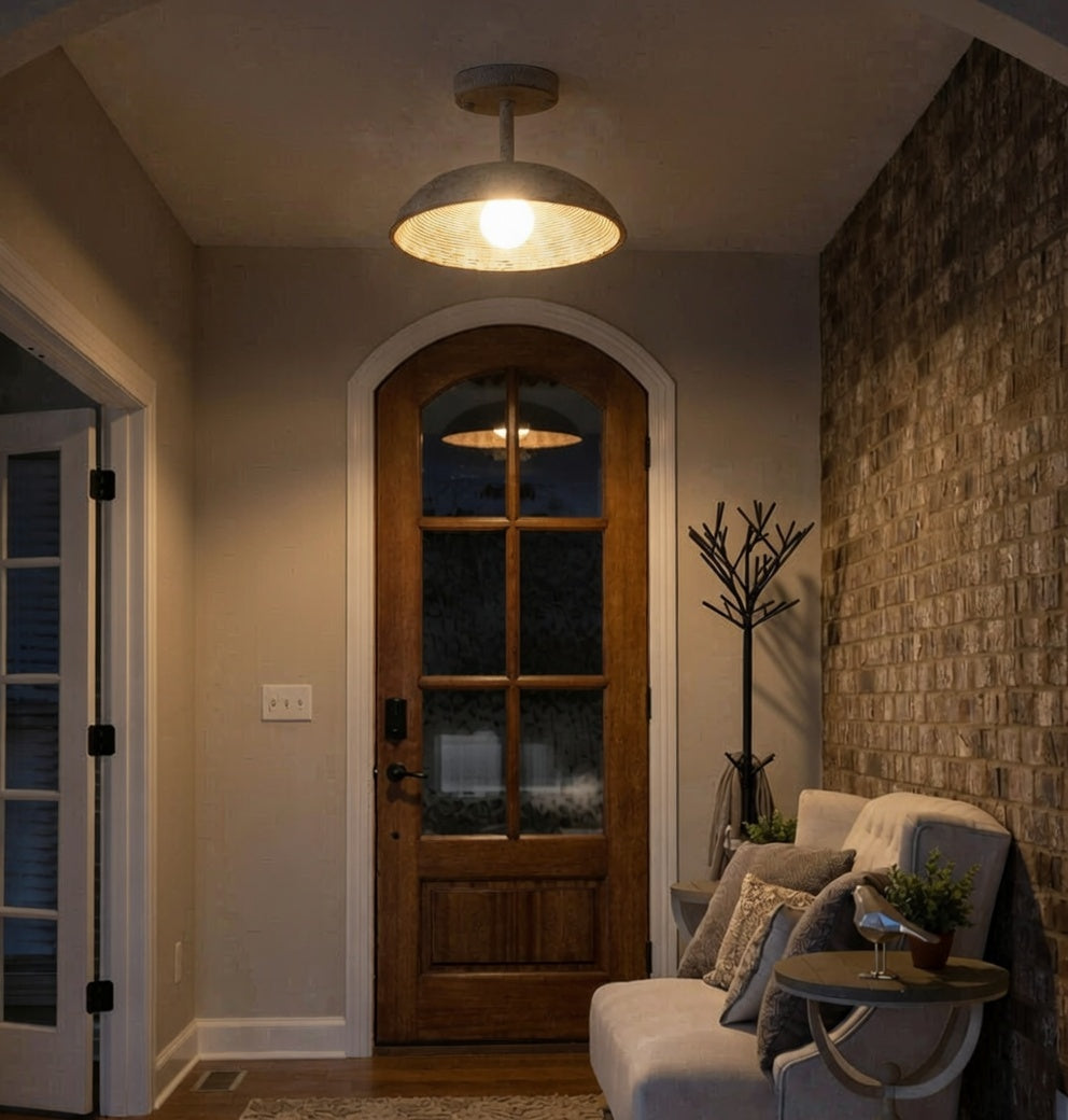 Lusteria 1-Light Iron Farmhouse Semi Flush Mount Ceiling Light