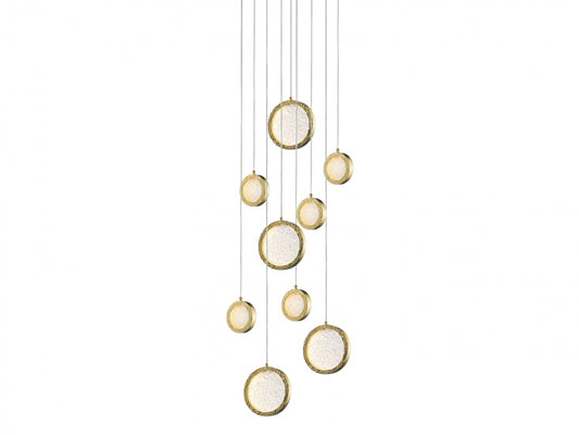 Bottega 9-Light Polished Brass Round Ring Pendant Light