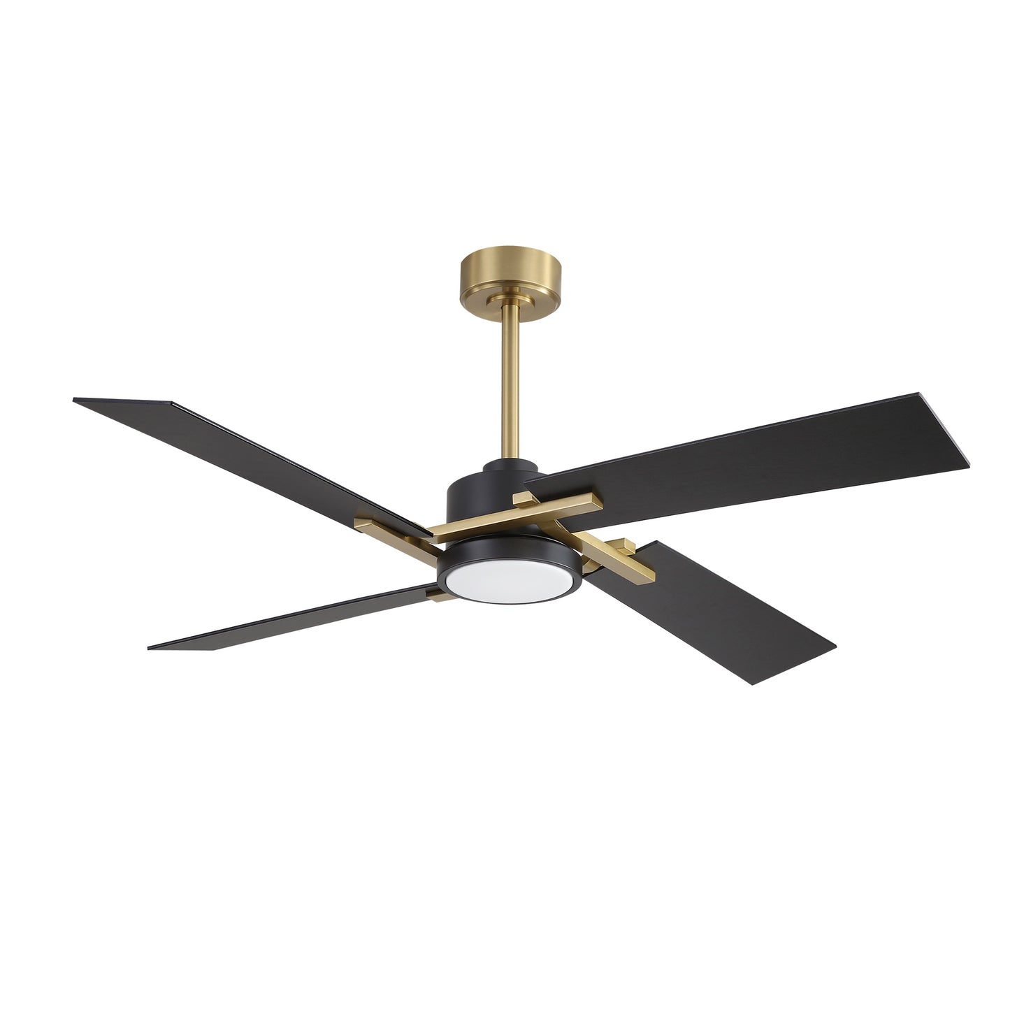 56" Gold and Black Ceiling Fan with LED Light – Modern Dimmable Fan with Remote