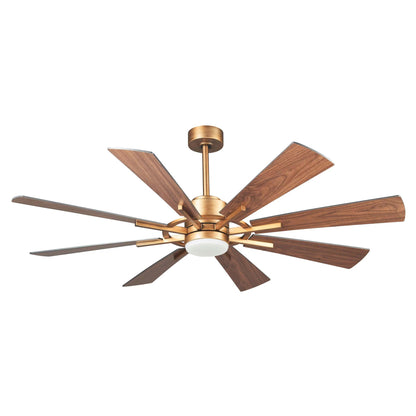60" Windmill Ceiling Fan with Light & Remote – Farmhouse Gold, 8-Blade, DC Motor, Indoor/Outdoor