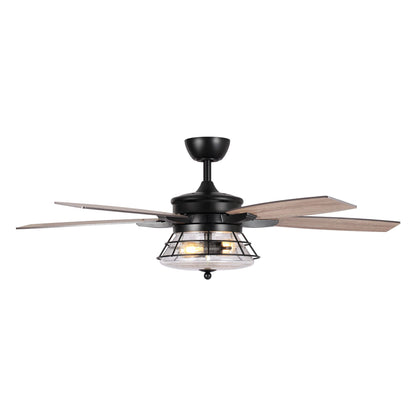 52" 5-Blade 2-Light Industrial Reversible Ceiling Fan with Light