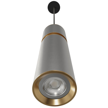 Cicada 1-Light Knurled Light Grey With Brass Pendant Light