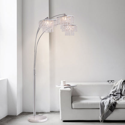Brio 85" 3-Light Modern Crystal Arc Floor Lamp