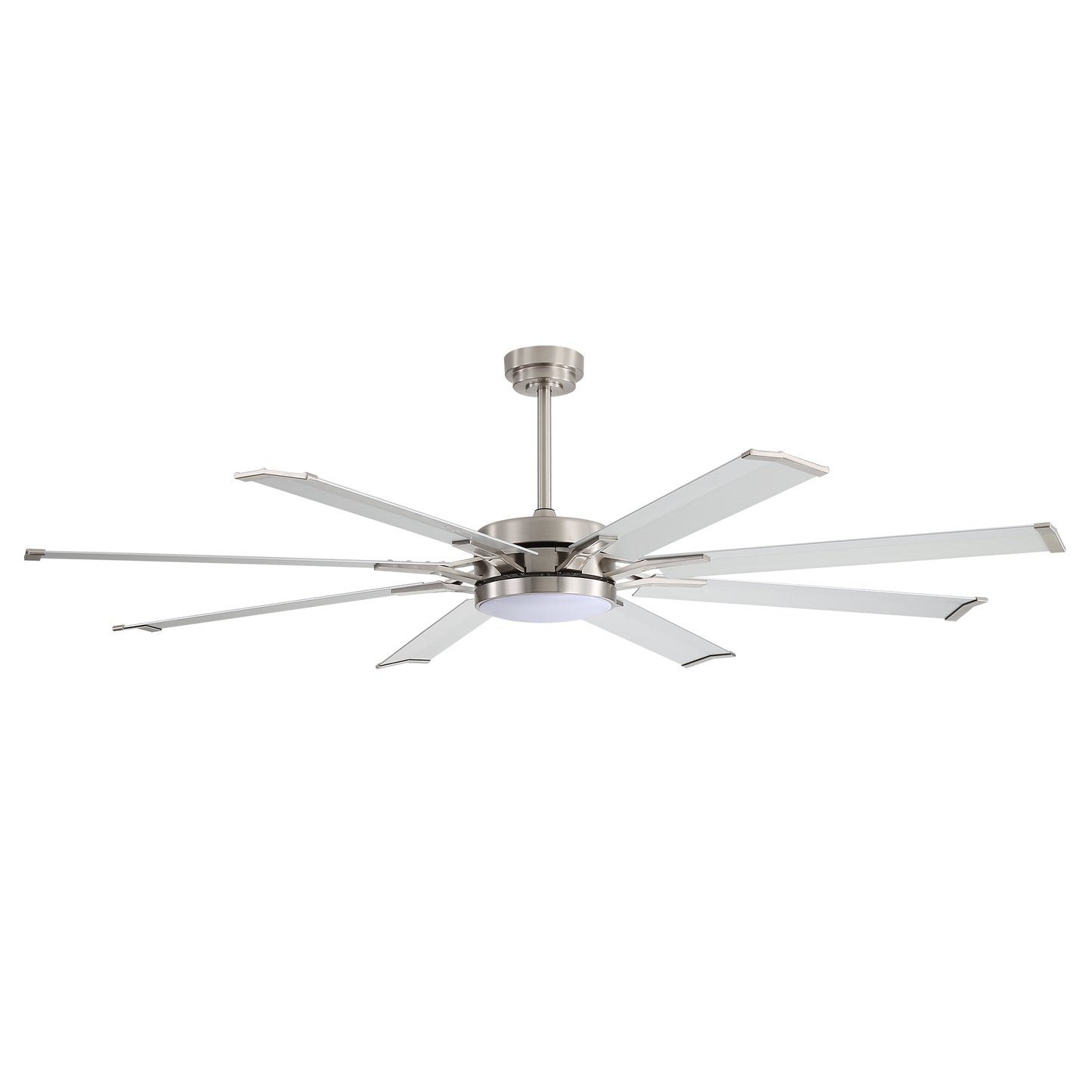 Ceiling Fan 72" Industrial Nickel 8-Blade with LED Light