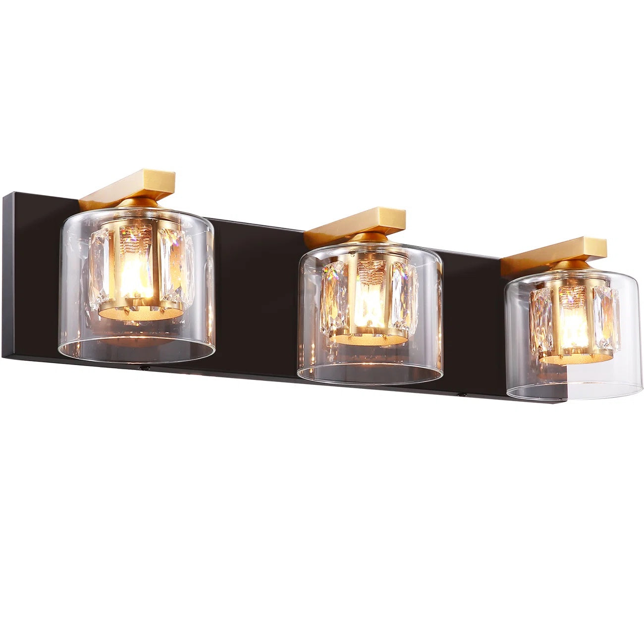 Kolt Black & Gold Traditional 3-Light Bathroom Vanity Light