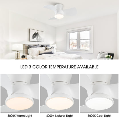 BreezeLite 31" Modern White Flush Mount LED Ceiling Fan