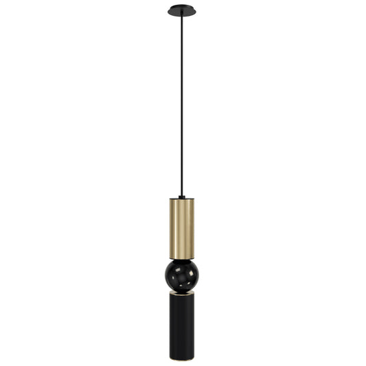 Cicada 1-Light Brushed Brass and Black Pendant Light