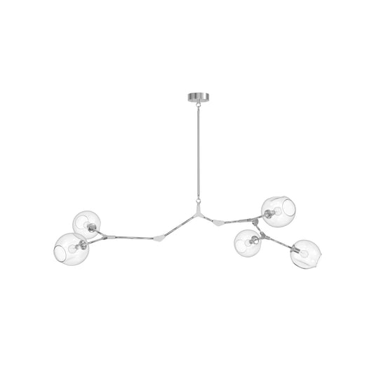 Fairfax Ave 5-Light Matte Chrome Hand-Blown Glass Chandelier