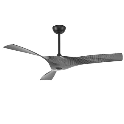 52" Ceiling Fan with Remote – Modern Black Fan No Light with DC Motor