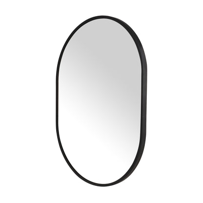 Wall Mirror 30x40" Modern Matte Black Framed Oval