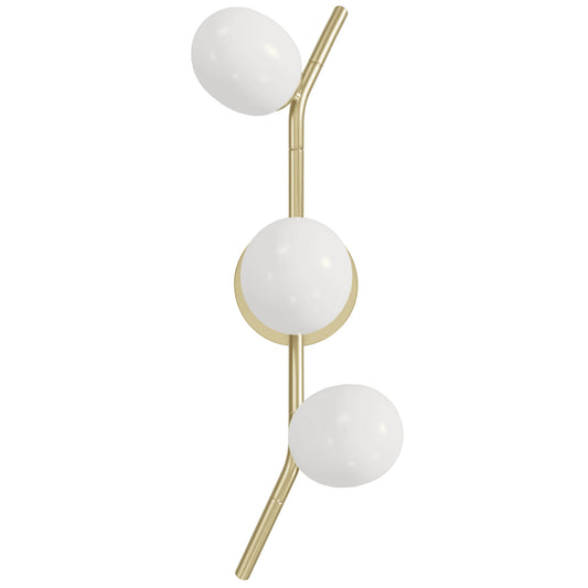 Hampton 3-Light Brushed Brass with White Glass Wall Sconce