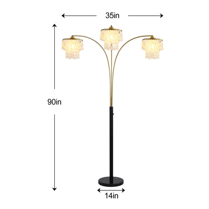 Brio 90" 3-Light Modern Gold Arc Floor Lamp