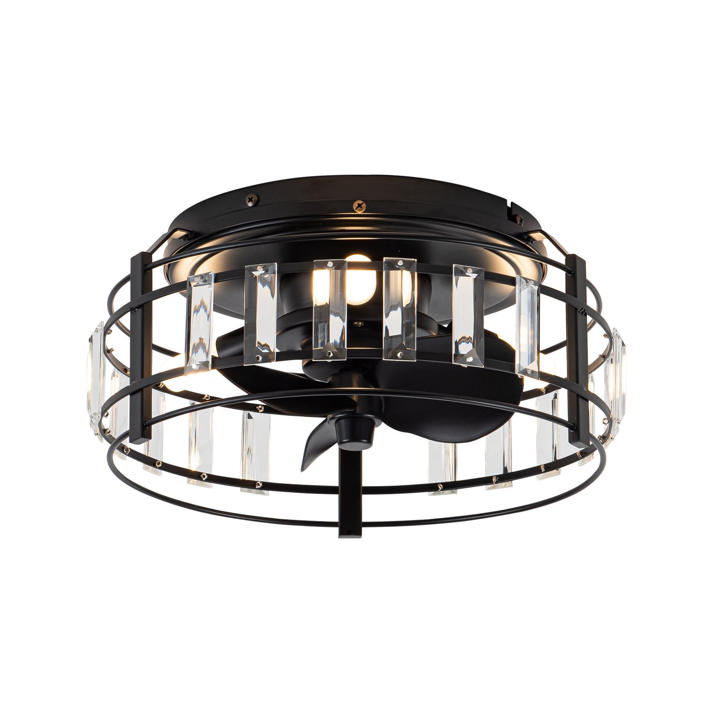 13" 3-Light 3-Blade Modern Crystal Ceiling Fan with Light