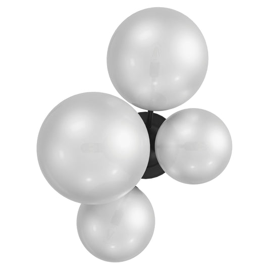 Delilah 4-Light Matte Black White Globe Wall Sconce