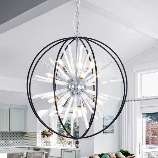 Brio 27" 10-light Modern Black and Silver Orb Chandelier