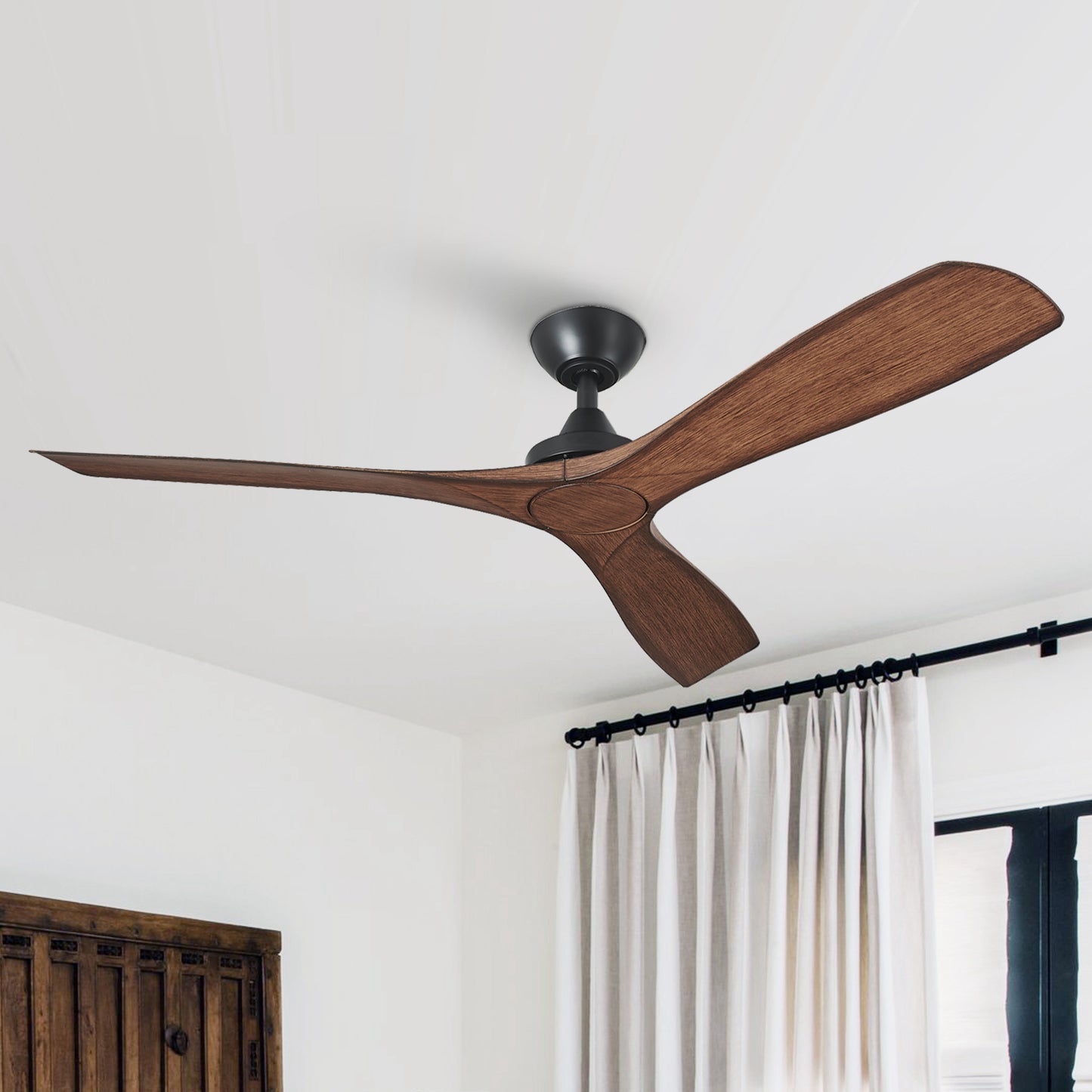 52" Farmhouse Ceiling Fan No Light with Remote – Rustic Indoor/Outdoor, Quiet DC Motor