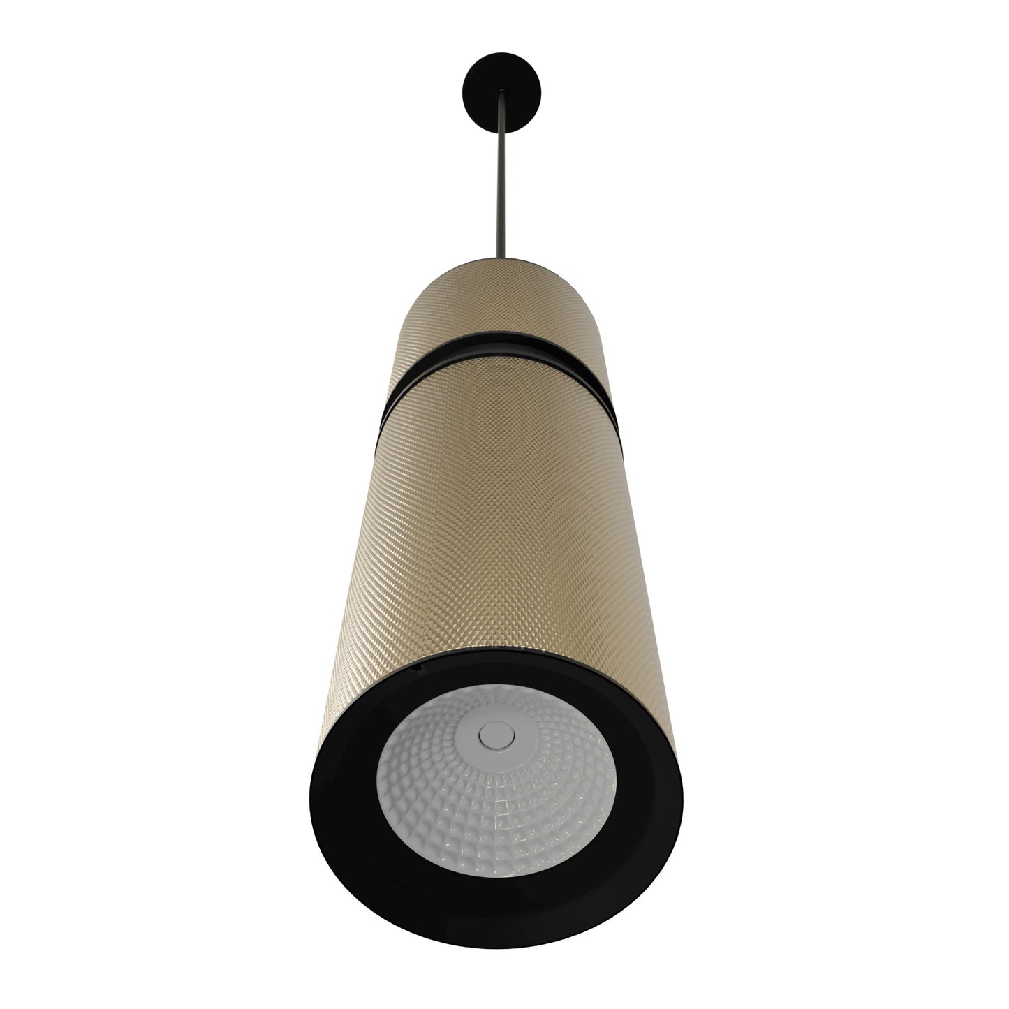 Cicada 1-Light Knurled Brass With Black Pendant Light