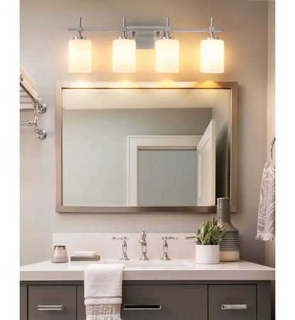 Jasper Brushed Nickel Frosted Glass 4-Light Bathroom Vanity Light