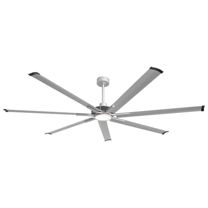 Ceiling Fan Industrial 84" Modern Silver 7-Blade LED Light