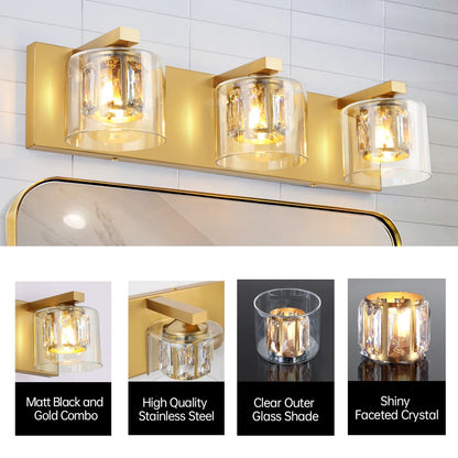 Kolt Gold Traditional 3-Light Bathroom Vanity Light
