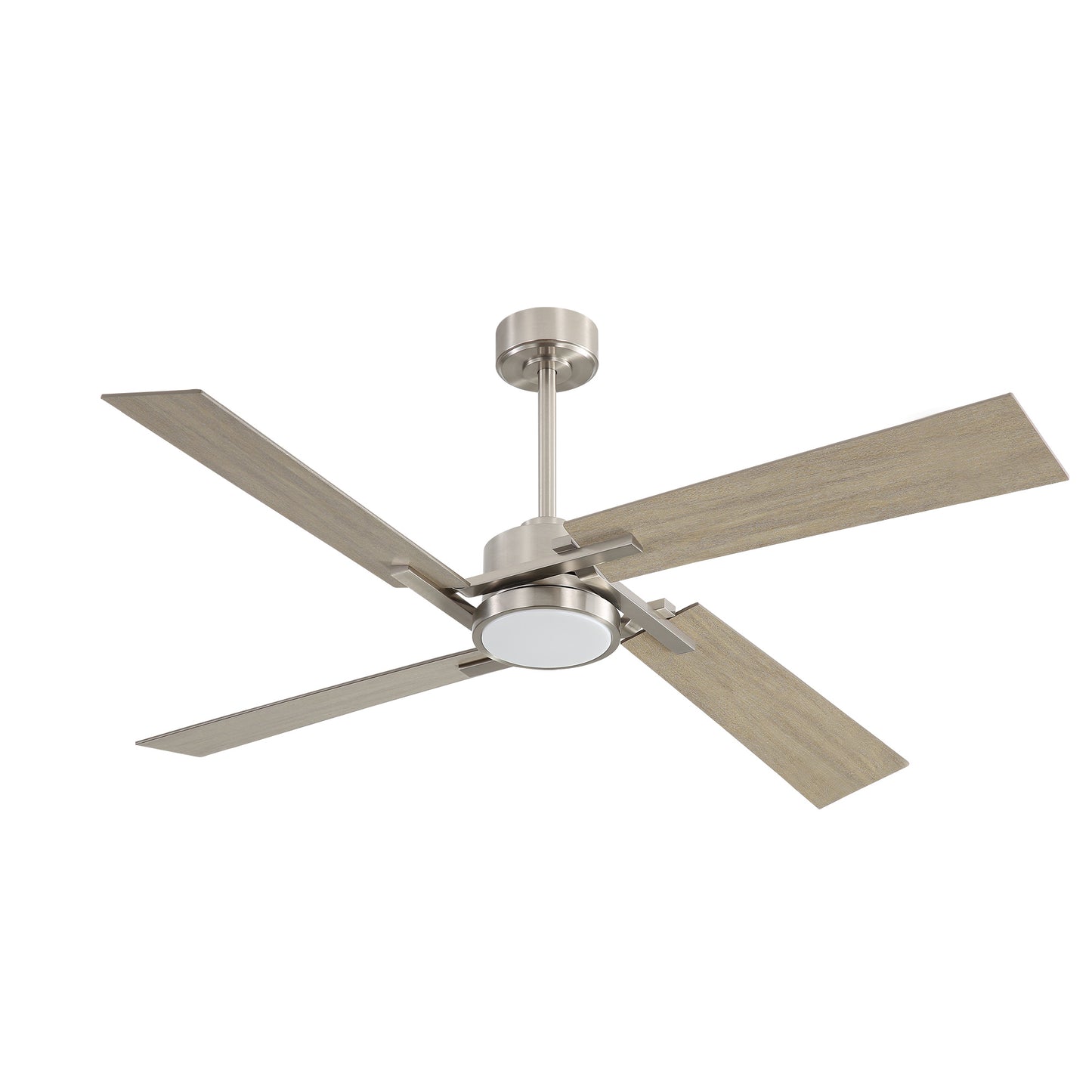 72" Brushed Nickel Ceiling Fan with Wood Blades and LED Light – Modern Remote Fan