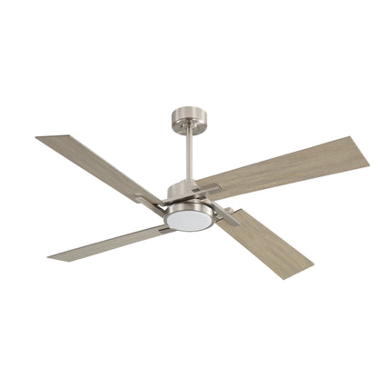 72" Brushed Nickel Ceiling Fan with Wood Blades and LED Light – Modern Remote Fan