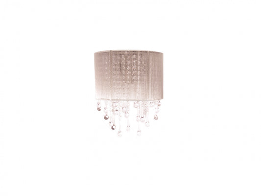 Beverly Dr. Traditional Taupe Silk and Crystal Wall Sconce