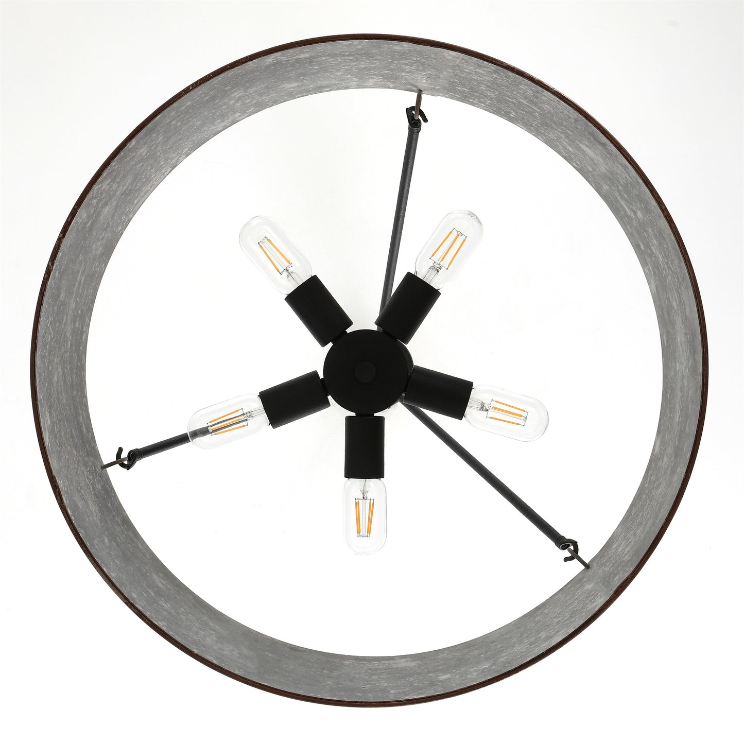 Farmhouse Chandelier 24" 5-Light Rustic Metal Shade