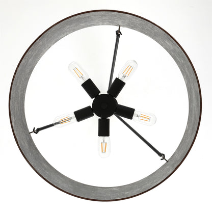 Farmhouse Chandelier 24" 5-Light Rustic Metal Shade