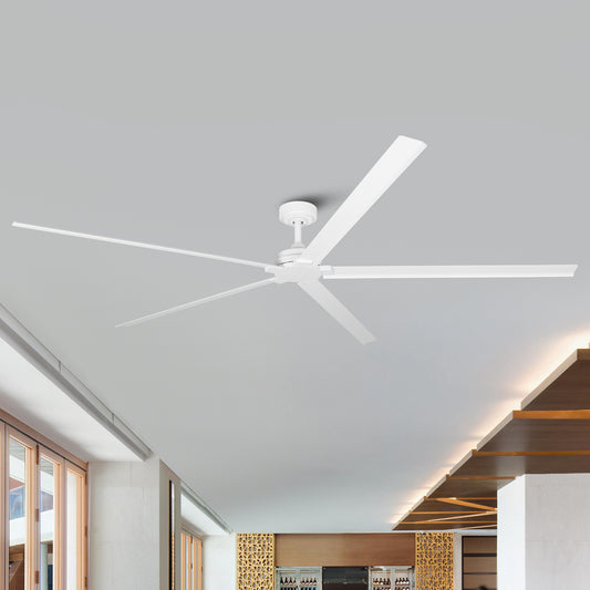 84" Outdoor Ceiling Fan – Industrial 5-Blade White IPX4 Weather-Resistant Fan with Remote