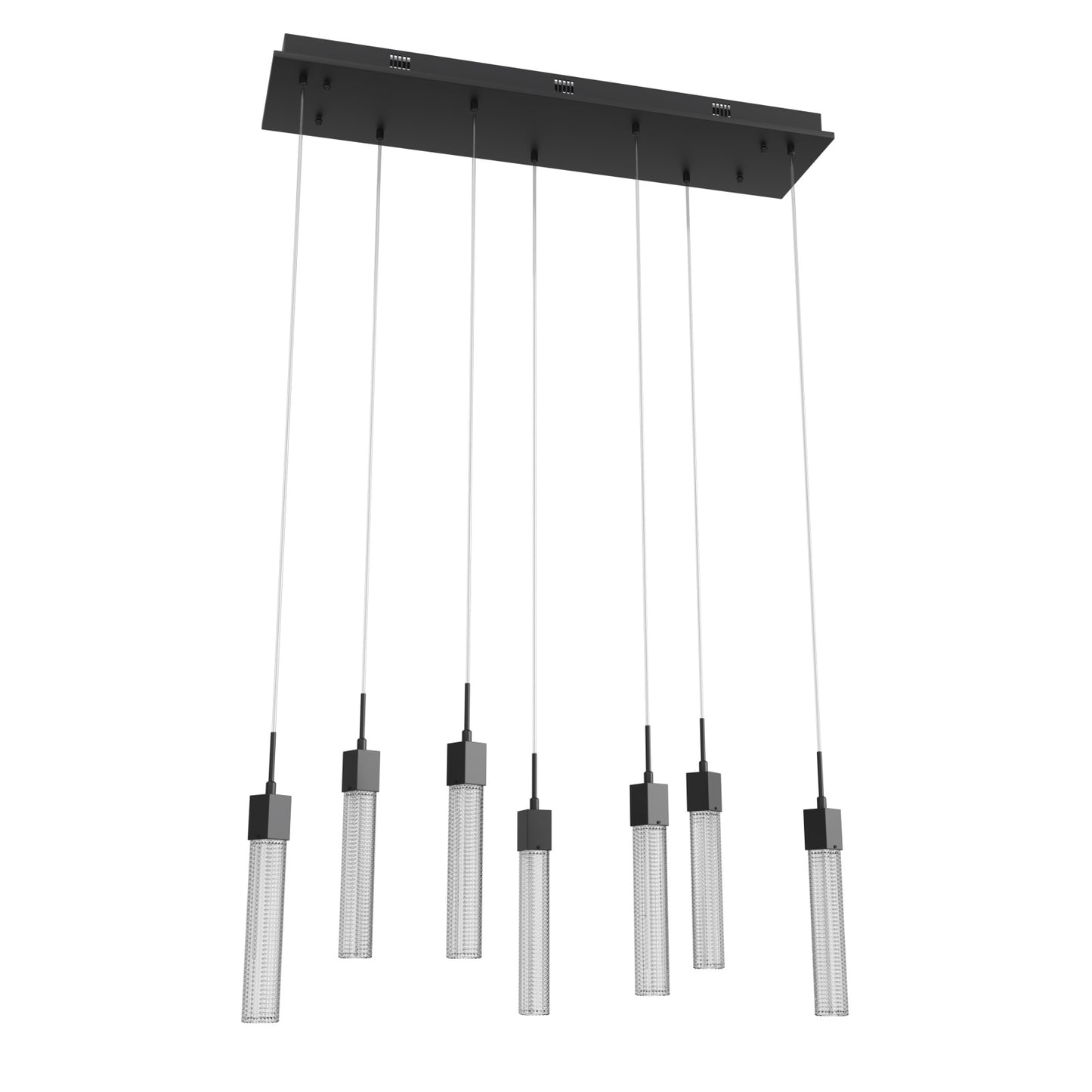 Boa 7-Light LED Matte Black Studded Glass Linear Chandelier