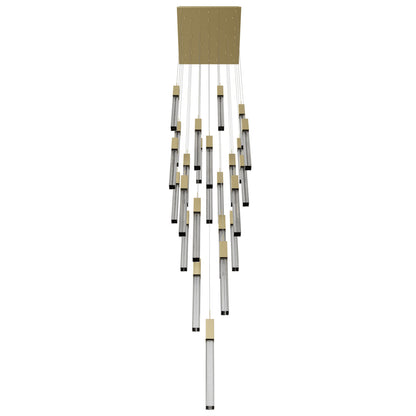 Boa 25-Light LED Brushed Brass Studded Glass Pendant Light