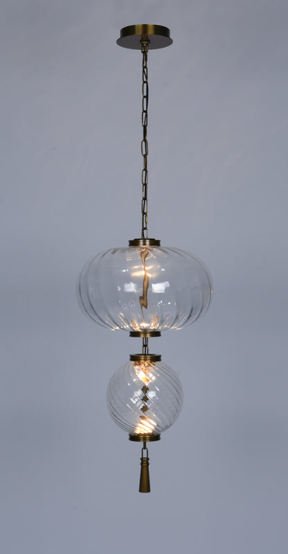 Modern Brass 2-Tier LED Pendant Light – Contemporary Linear Chandelier, Dimmable