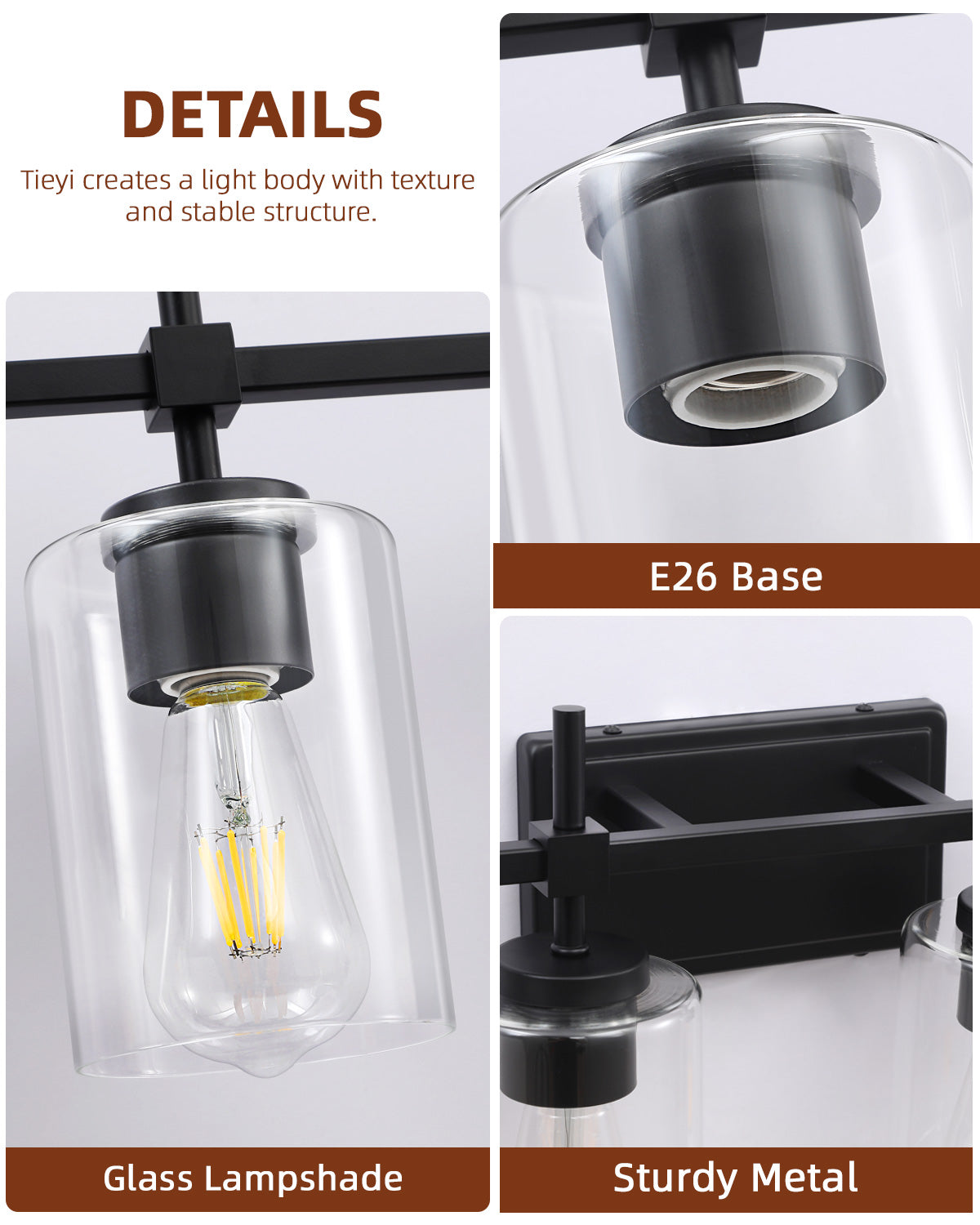 Jasper Black Clear Glass 6-Light Bathroom Vanity Light
