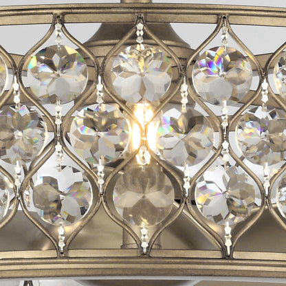 25" Crystal Fandelier Ceiling Fan with Light & Remote – Antique Silver, 3-Blade, DC Motor