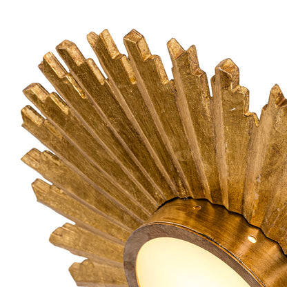 22" Gold Sunburst Flush Mount Ceiling Light – LED, Modern Farmhouse, Low Profile
