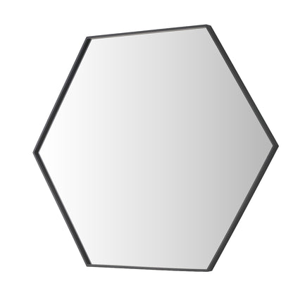 Wall Mirror 24x30" Modern Black Hexagon Framed Mirror